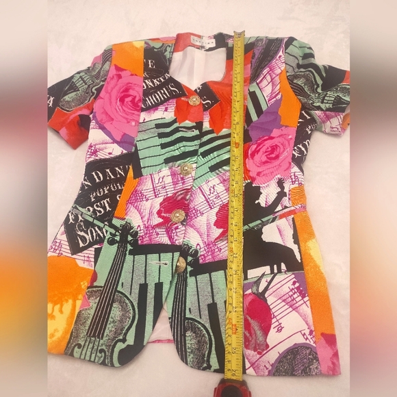 Vintage Blazer Short Sleeve Slim Fit  XS-S Floral Pink and Green - Picture 7 of 9